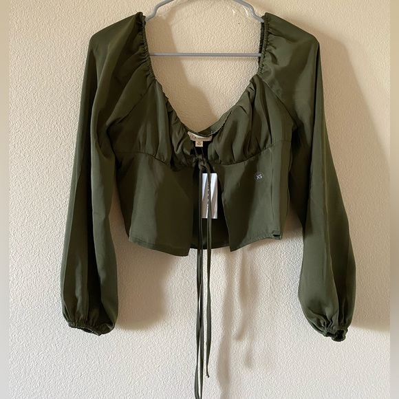 PACSUN Green Long Sleeve Tie Up - Picture 2 of 4